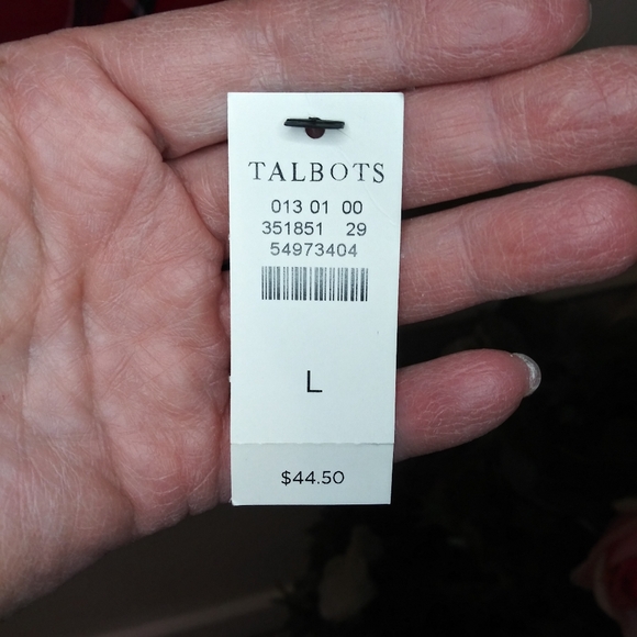 Talbots Red, Blue, Yellow, Green & White Plaid Long Sleeved Tee - Picture 5 of 7